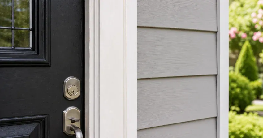 technician inspecting door jamb behind cracked casing in Sunnylea, Etobicoke home