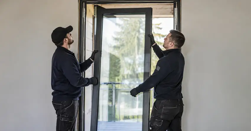 new glass panel being fitted into door frame in Sunnylea, Etobicoke