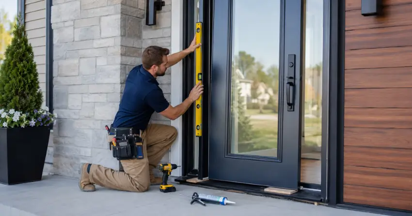 glass outside door installation with energy-efficient double-pane glazing in Etobicoke