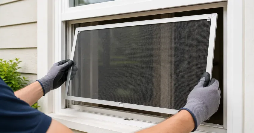 technician repairing a window sash and balance system in Long Branch, Etobicoke