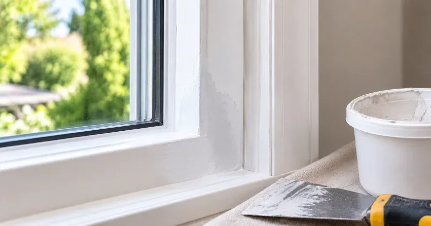 technician repairing rotted window frame corner in Sunnylea, Etobicoke