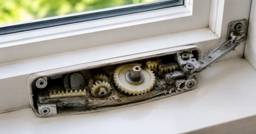 technician replacing casement window crank operator in Sunnylea, Etobicoke home