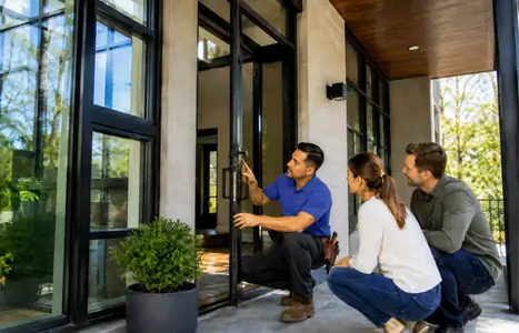 Modern home exterior with floor-to-ceiling windows by Windows & Doors Etobicoke